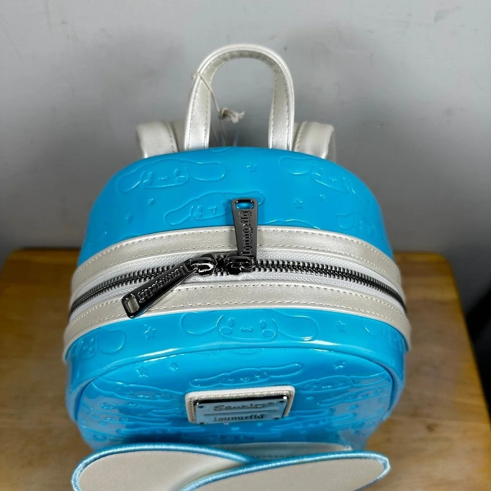 Loungefly Sanrio Cinnamaroll Mini Backpack Blue Debossed Moveable Ears Gift NEW‎